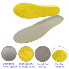 Load image into Gallery viewer, Happystep Comfort Memory Foam Insoles, Orthotic PU Shoe Inserts, Arch Support, Heel Cushioning, Shock Absorption, Plantar Fasciitis Foot Pain Relief for Men and Women
